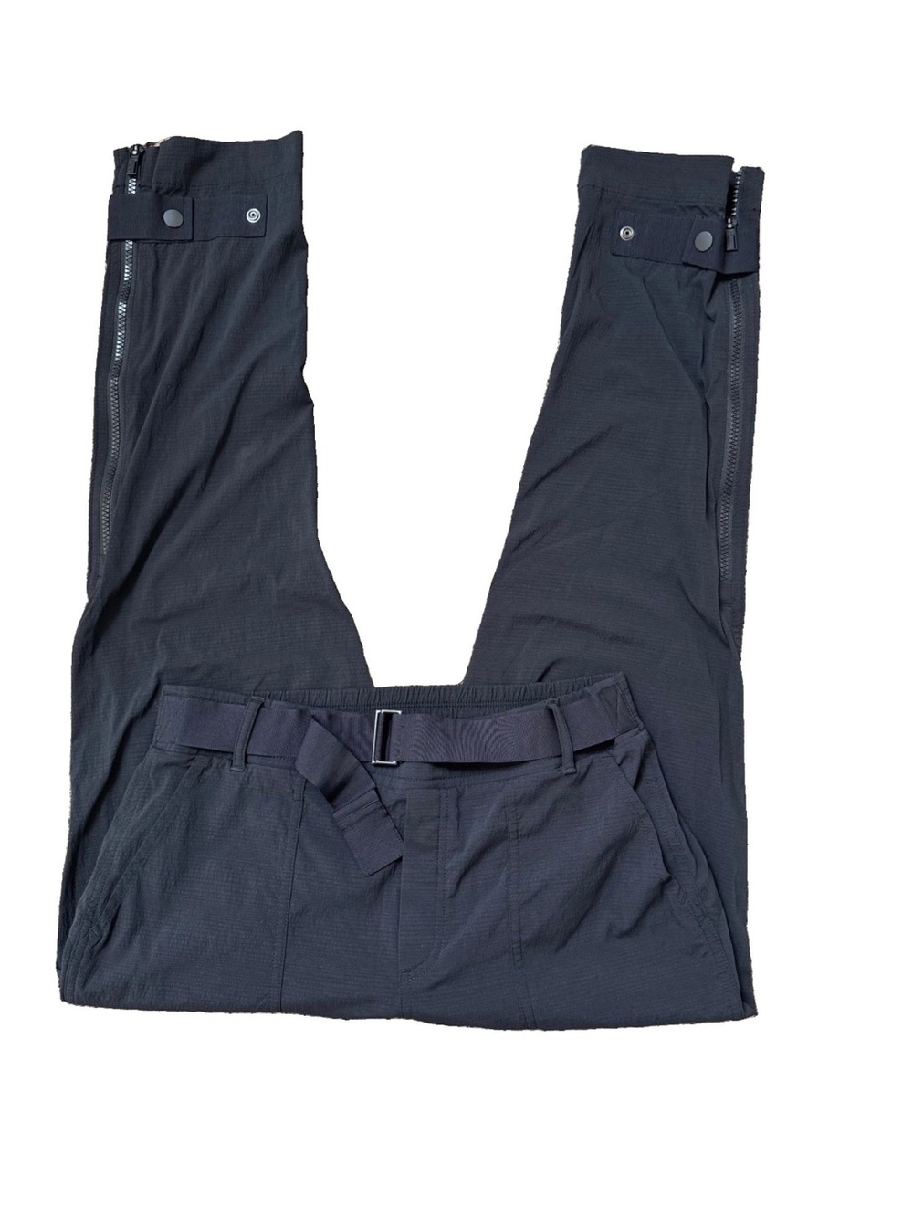 Athleta Belted Trekkie Hiking Pants Zipper Sides Women's 8 Black Stretch Outdoor - Picture 3 of 10